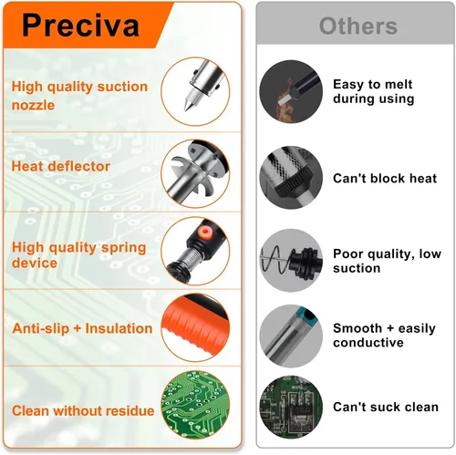 Miniatura 6 de Preciva 929D-V - Soldador eléctrico de hierro desoldador, pistola desoldadora portátil, bombas desoldadoras de 110 V con boquillas desoldadoras