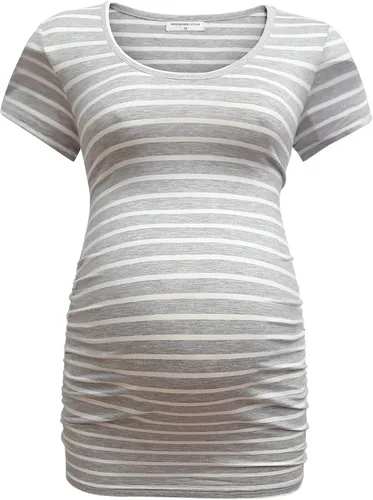 Miniatura 3 de Bearsland - 3 Camisetas de maternidad para mujer, camisetas clásicas de manga corta con lateral fruncido para madres, ropa de embarazo