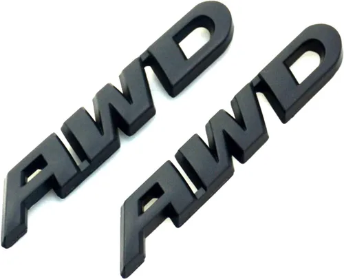 2 calcomanías de metal para puerta de maletero y maletero de AWD con placa de identificación 3D para automóvil 4x4 Off Road 4WD (negro)