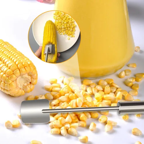 Miniatura 5 de Pelador de maíz para pelar maíz en la mazorca, herramienta para pelar maíz de acero inoxidable de mango largo 2025, herramientas de eliminación 1