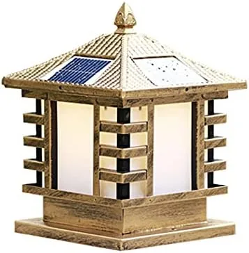 Miniatura 5 de Luz solar LED para exteriores, farol solar de poste de metal estilo vintage LED de iluminación exterior en negro para jardín, patio, poste