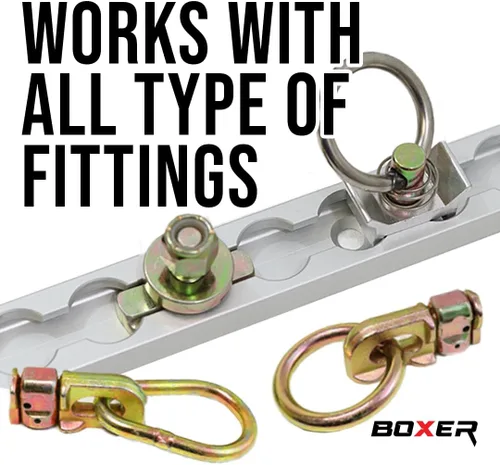 Miniatura 2 de Boxer L Tracks - Paquete de 4 pistas de 6 pulgadas, 2,200 libras de resistencia a la rotura, aluminio resistente, sistema de amarre