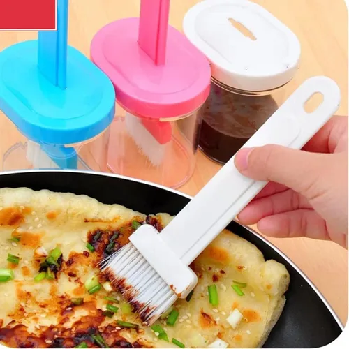 Miniatura 3 de 2 unids cepillo para untar con recipiente resistente al calor salsa aceite cepillo para barbacoa parrilla hornear y pasteles color aleatorio