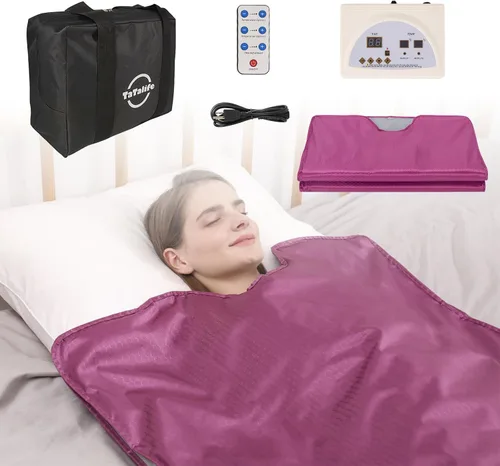 Miniatura 7 de Manta de sauna infrarroja TaTalife, manta de sauna para uso doméstico, sauna infrarroja portátil para desintoxicación y recuperación, rango