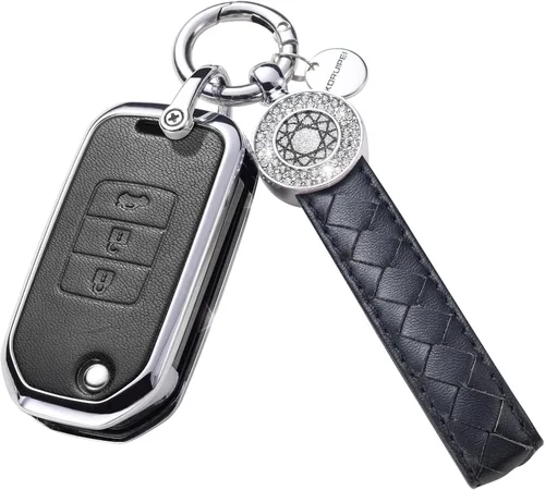 Miniatura 16 de Funda para llavero compatible con Volvo, cuero negro con cristal de protección de 360 grados para XC90, XC60, XC40, S60, S90, V60, V90, Polestar 1
