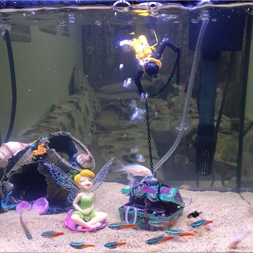 Miniatura 5 de Bestgoo, nuevo estilo, acción, decoración de acuarios, debajo del mar, buceador de cofre del tesoro, acción en vivo, aireación, decoraciones