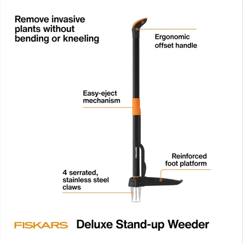 Miniatura 8 de Fiskars Herramienta de desmalezado de pie con 3 garras, desmalezador de jardín, herramienta de deshierba manual con mango ergonómico de 39" de largo