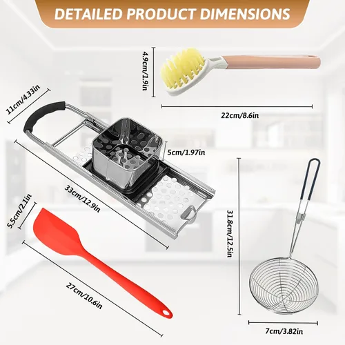 Miniatura 3 de Spaetzle Maker de acero inoxidable de alta calidad con mango de goma antideslizante, colador de araña, raspador de silicona y cepillo de plástico