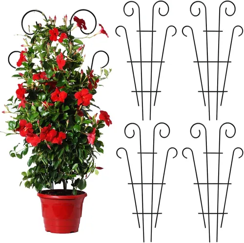 Miniatura 9 de Mklsit Paquete de 4 enrejados de metal de 23 pulgadas para plantas trepadoras al aire libre, soporte de enrejado de plantas de interior para plantas