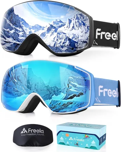 Miniatura 13 de Freela Gafas de esquí y snowboard para niños pequeños (3-14) jóvenes anti niebla anti UV gafas niñas niños equipo de esquí de nieve Lente plateada B