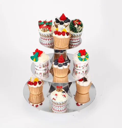 Miniatura 9 de YLDW Soporte para Cupcakes de 3 Niveles, Soporte para Pastel, Torre de Soporte para Cupcakes DIY Escalonada para Exhibiciones de Mesa de Postres