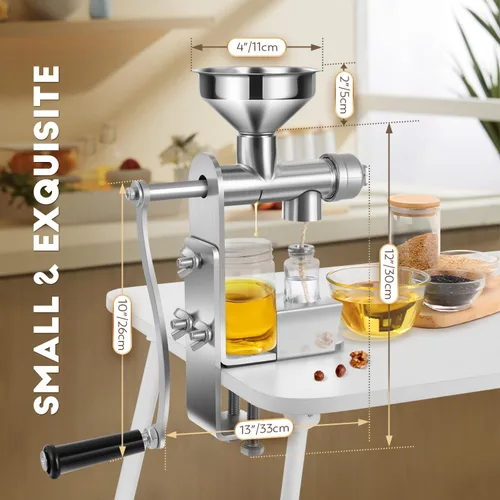 Miniatura 4 de Máquina manual de prensa de aceite frío Extractor de aceite doméstico Expulsor de nueces de maní y aceite de semilla para prensa física y expulsión