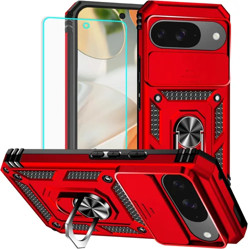 Miniatura 30 de HNHYGETE Funda para Pixel 6a con protector de pantalla HD, soporte giratorio de grado militar de 360° (resistente) a prueba de golpes para Google