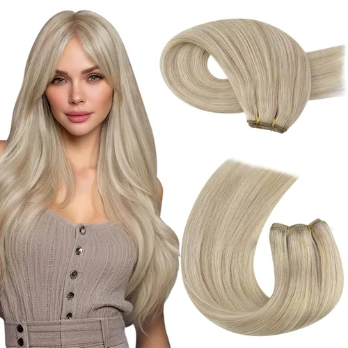 Miniatura 41 de Moresoo - Extensiones de cabello humano real cosidas, Remy, lacio, doble trama, color negro jet, 14 pulgadas, 3.53 onzas