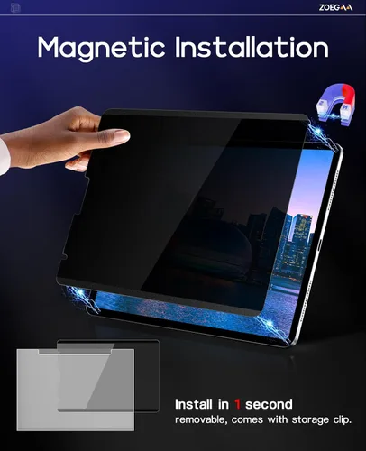 Miniatura 2 de ZZOEGAA - Protector de pantalla de privacidad para iPad de 9ª generación, protector de pantalla de privacidad magnético para iPad de 9ª 8ª y 7ª