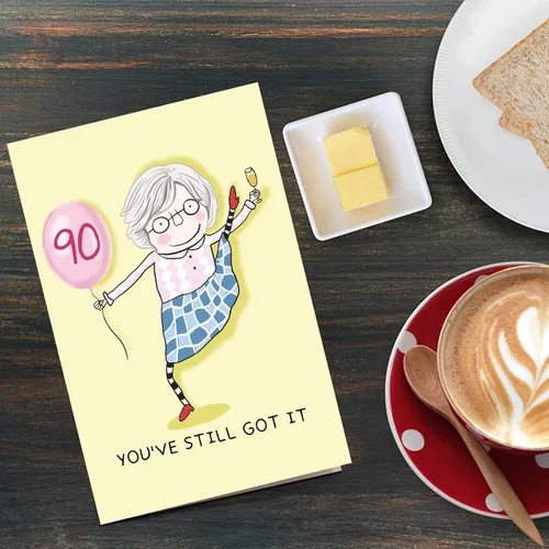Miniatura 6 de Qiliji Divertida tarjeta de cumpleaños 90 para mujer, tarjeta de cumpleaños de 90 años para ella, tarjeta de felicitación de feliz cumpleaños