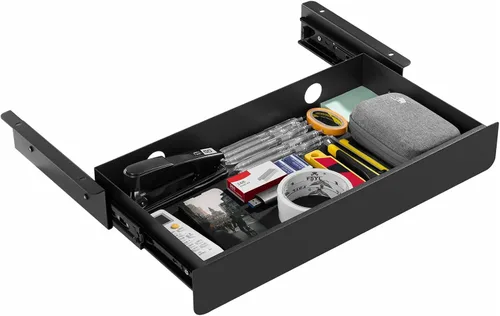 KHAMAL Cajón Deslizante para Debajo del Escritorio Grande - Cajón para Debajo de la Mesa 17.32" x 9.25", Organizador de Almacenamiento Extraíble con