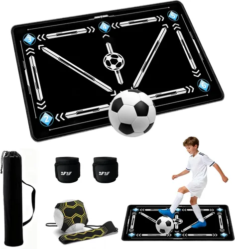 Miniatura 8 de Equipo de entrenamiento de fútbol, tapete de entrenamiento de fútbol de 35 x 24 pulgadas, tapete de entrenamiento de pasos de fútbol para juego