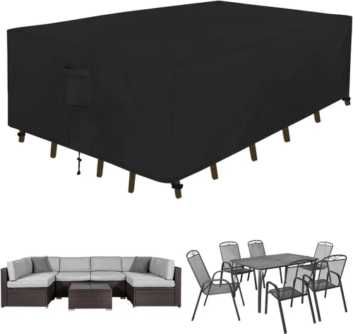 Miniatura 9 de Easy-Going Funda rectangular para muebles de patio, impermeable, para mesa de comedor y silla, anti-UV, juego de fundas de sofá seccional exterior