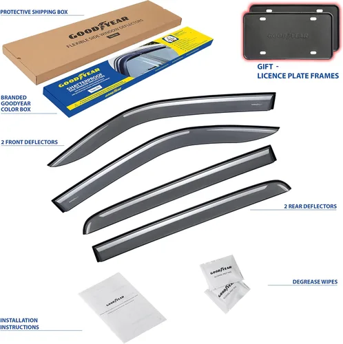 Miniatura 6 de Goodyear Deflectores de ventana lateral inastillables para camiones Dodge RAM 1500 2019-2026 Crew Cab, protectores de lluvia con cinta, viseras