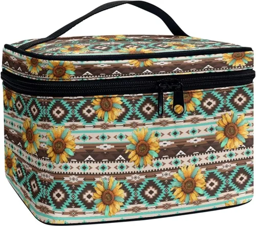 Miniatura 42 de 60S Groovy Hippie Flower Pink Pattern Travel Makeup Bags for Women Portable Tote Cosmetic Case with Carry Handle Toiletry Accessories Storage