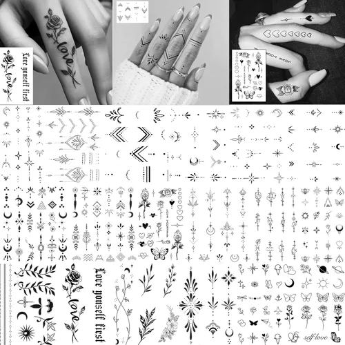 Miniatura 18 de COKTAK 64 hojas grandes de tatuajes temporales de brazo negro para hombres, antebrazo, mujeres, muslo, media manga, animales, león, tigre, lobo