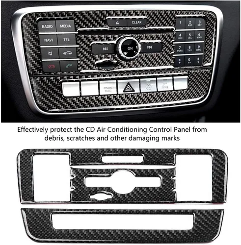 Miniatura 5 de Cubierta de panel de aire acondicionado de CD, panel de control de consola de CA de fibra de carbono, marco de cubierta dura para clase B Clase CLA