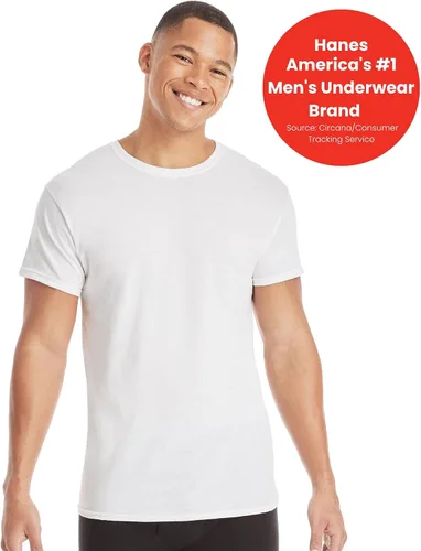 Miniatura 2 de Hanes Camisetas para hombre, control de olores, absorben la humedad, 100% algodón, paquetes múltiples