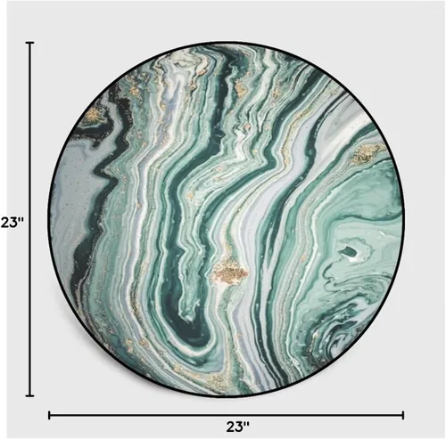 Miniatura 2 de Tapete redondo de mármol verde esmeralda, lavable, pequeño círculo, para dormitorio, sala de estar, alfombra moderna abstracta circular, 2 pies