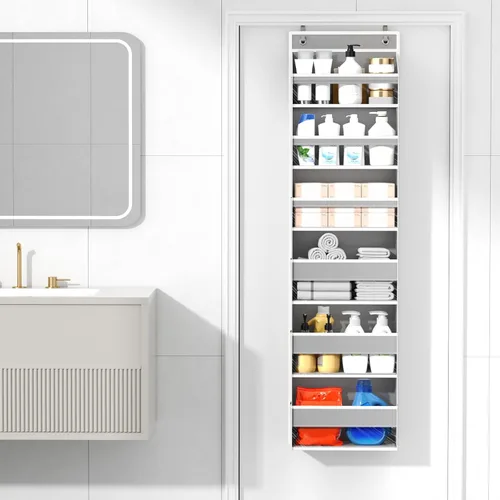 Miniatura 2 de Mefirt Organizador Sobre La Puerta, Organizador de Puerta con 6 Estantes y 6 Bolsillos de Gran Capacidad, Estantes Colgantes de Almacenamiento Sobre