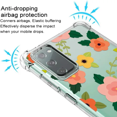 Miniatura 5 de Osophter funda flexible para Samsung Galaxy S20 FE 5G, diseño floral, para niñas y mujeres, absorción de golpes, de goma de poliuretano termoplástico