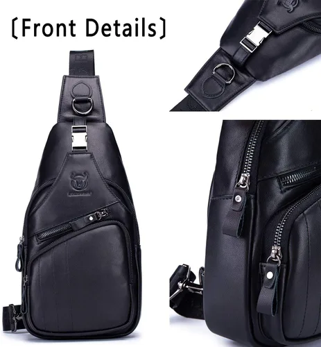 Miniatura 11 de Bolsos cruzados para hombre, bolso bandolera de cuero, mochilas casuales para el pecho, bolsa de hombro, mochilas de senderismo de viaje