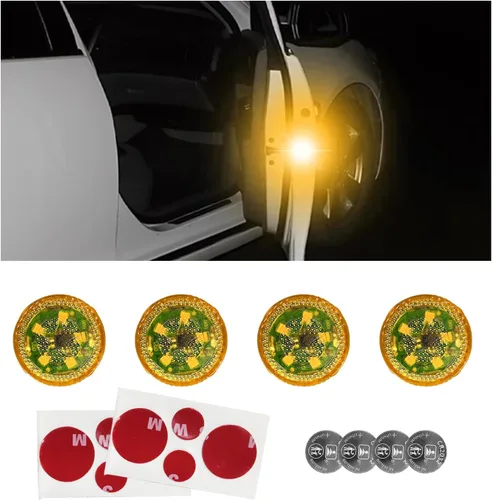 Miniatura 7 de Dickno 4 luces LED inalámbricas de advertencia para puerta de automóvil, 5 luces LED de señal de seguridad intermitentes automáticas en carretera