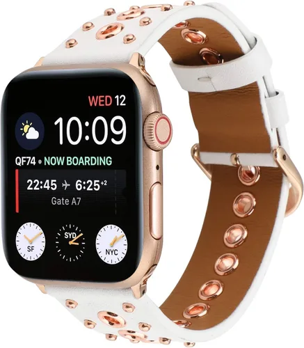 Correas de cuero compatibles con Apple Watch de 1.575 in 1.732 in Series SE 6 5 4 1.496 in 1.654 in Series 3 2 1, correa deportiva de repuesto para