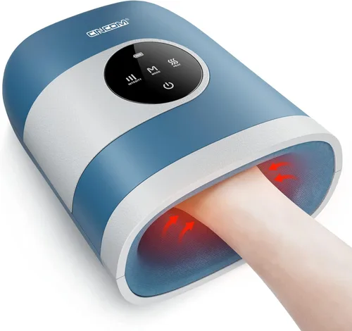 CINCOM Masajeador de manos mejorado con calor y compresión para artritis y túnel carpiano, inalámbrico y recargable, regalos para mujeres Azul