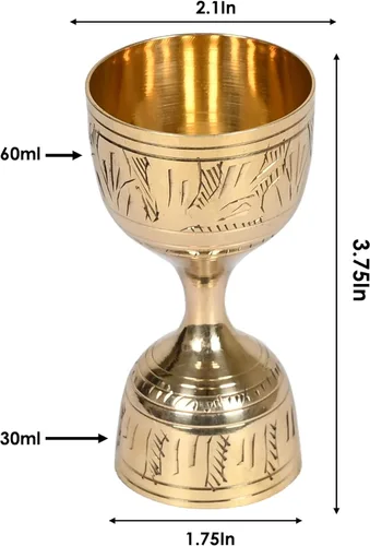 Miniatura 4 de Vaso de chupito Jigger grabado de 30/2.0 fl oz, medida de clavija, fabricado con latón