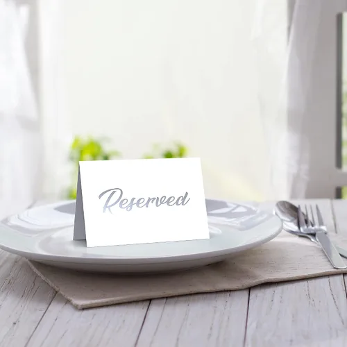 Miniatura 4 de Paquete de 10 letreros de mesa reservados plateados para bodas, fiestas, restaurantes y mesas plateadas, números del 1 al 30 para recepción de boda