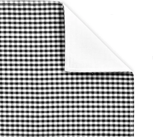 Miniatura 7 de Lush Decor Gingham Check - Servilleta teñida de hilo a cuadros, 18.0 x 18.0 in, color blanco roto y negro