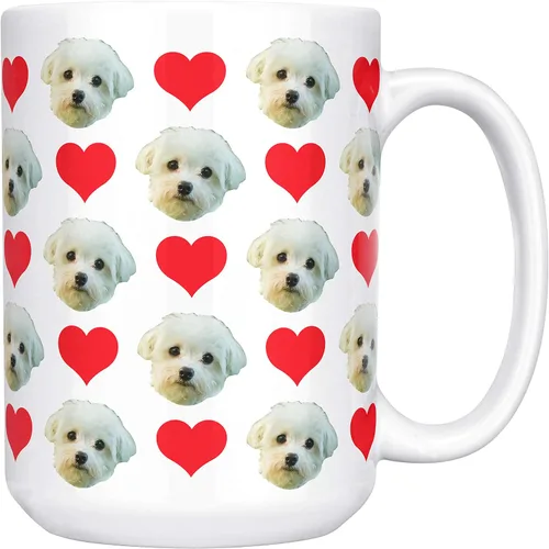 Miniatura 7 de Tazas de café personalizadas con múltiples caras de 15 onzas con corazones, tu foto en taza de café para hombres, mujeres y mascotas, regalos
