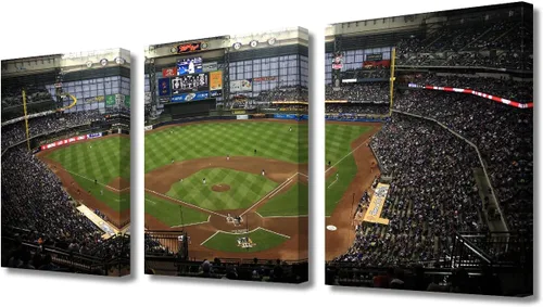 Miniatura 51 de TUMOVO American Sports - Decoración de pared Wrigley Stadium, 3 piezas, arte de pared de estadio de béisbol, cuadros para decoración del hogar