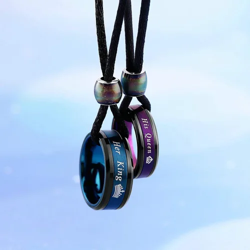 Miniatura 3 de Aeici Couple Necklaces for Him and Her Stainless Steel His Queen Her King Crown Pendant Necklace for Women and Men