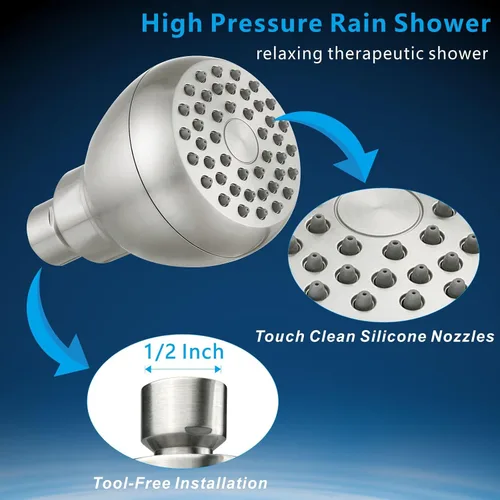 Miniatura 4 de Cabezal de ducha de alta presión, potente cabezal de ducha que aumenta la presión del baño, reemplazo universal perfecto para cabezales de ducha