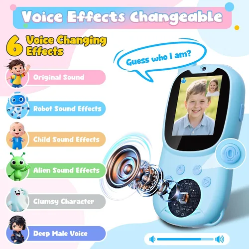 Miniatura 4 de Walkie Talkies de video para niños de 3 a 12 años, juguetes recargables Walkie Talky con cámara HD y cambiador de voz de 1000 pies de largo alcance