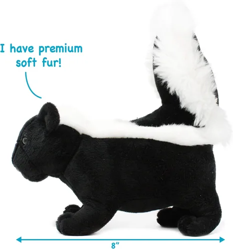 Miniatura 4 de TigerHart Seymour The Skunk - Peluche de 8 pulgadas de largo (medida de cola no incluida)