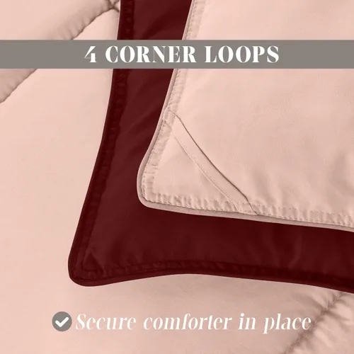 Miniatura 6 de Elegant Comfort Juego de edredón reversible de 3 piezas, acogedor para todas las estaciones, alternativo de plumón suave, acolchado, cosido en caja