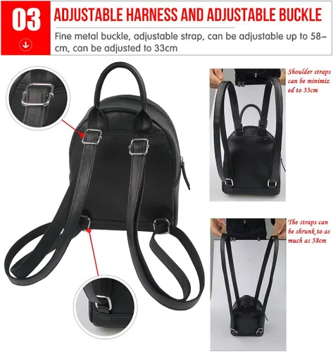 Miniatura 5 de Amzbeauty Mini mochila de cuero para mujeres y niñas, pequeña bolsa de compras casual