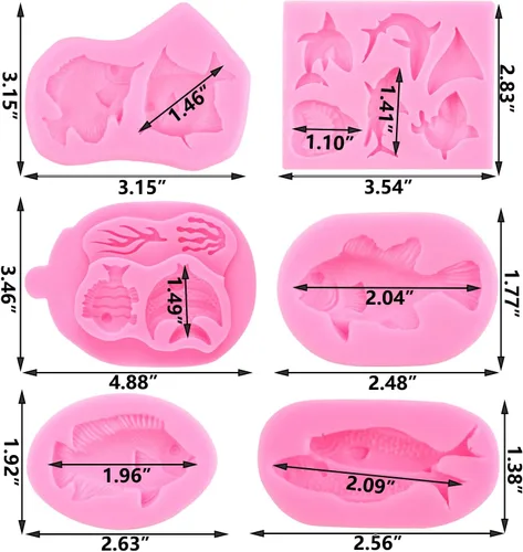 Miniatura 3 de ZiXiang Molde de fondant con temática marina, moldes de silicona para peces, tiburones marinos, coral, caramelo, para decoración de tartas