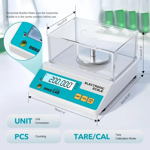 Miniatura 4 de Báscula de laboratorio 17.64 oz, 0.00 oz Balanza analítica electrónica de alta precisión g/lb/oz/dw/ct/dr Báscula científica de laboratorio