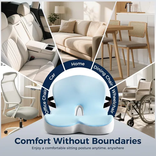 Miniatura 8 de Cojín de asiento, cojines para silla de oficina para aliviar el coxis, cojines de asiento para silla de oficina con diseño ergonómico en forma de L
