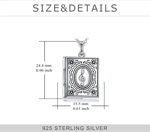 Miniatura 4 de Collar con medallón de fotos de plata de ley 925 con diseño de libro que sostiene fotos, regalos de cumpleaños para mujeres y madres